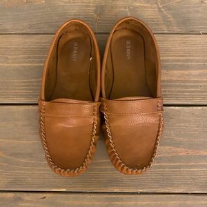 Brown leather loafers
